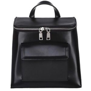 Black Faux Leather Mini Backpack